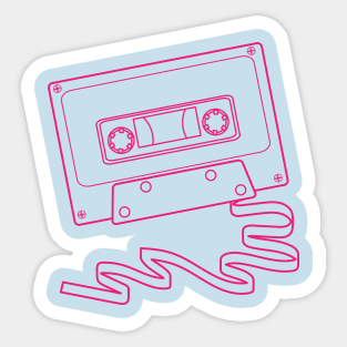 Cassette tape with ribbon in bright pink Sticker